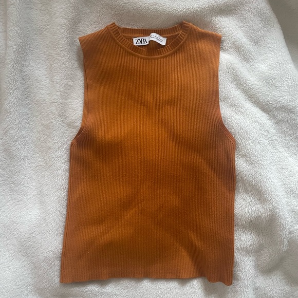 ZARA Orange Sleeveless Top - Picture 1 of 2